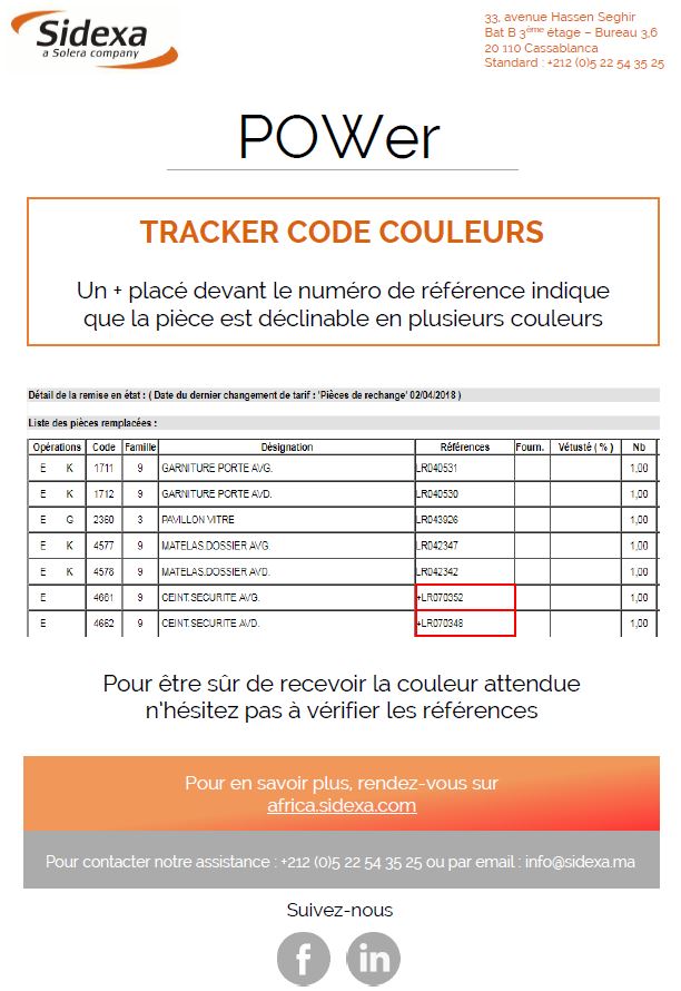 Tracker code couleurs dans notre outil de chiffrage POWer